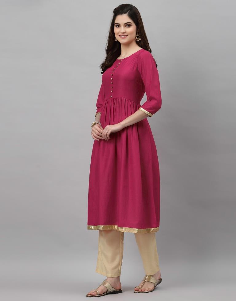 Buy Vastraa Fusion Women's Cotton Solid Kurti (TS0204_Dark Baby Pink_XL) at  Amazon.in